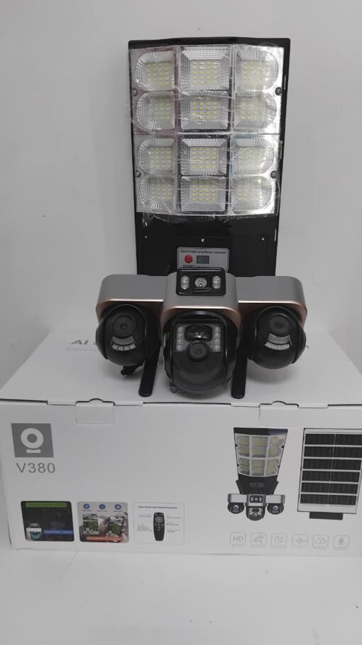 Powerful Triple Lens Street Light Camera – Remote Adjustable Security Cam